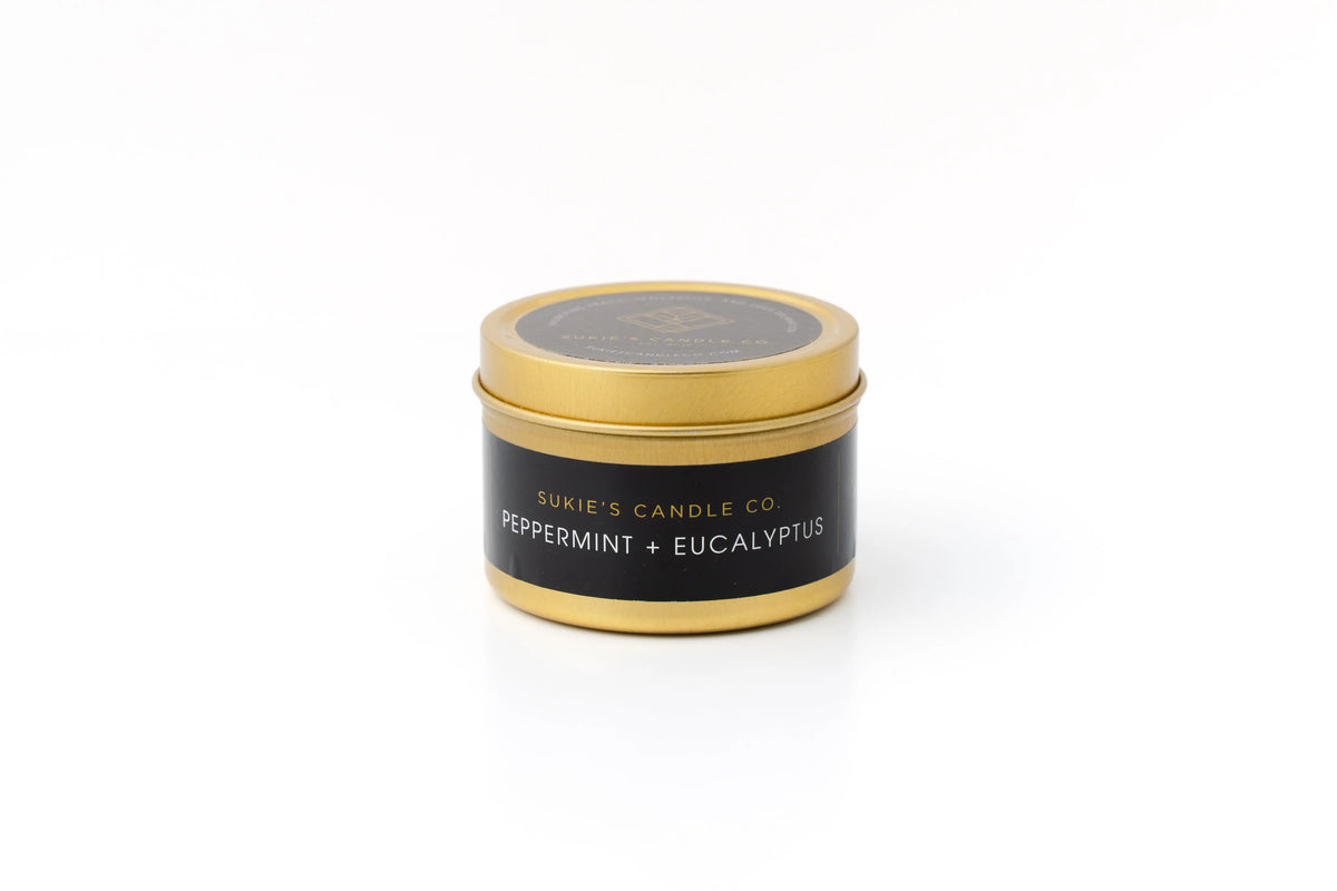 Peppermint + Eucalyptus 100% Pure Soy Travel Size Candle Sukie's Candle Co.